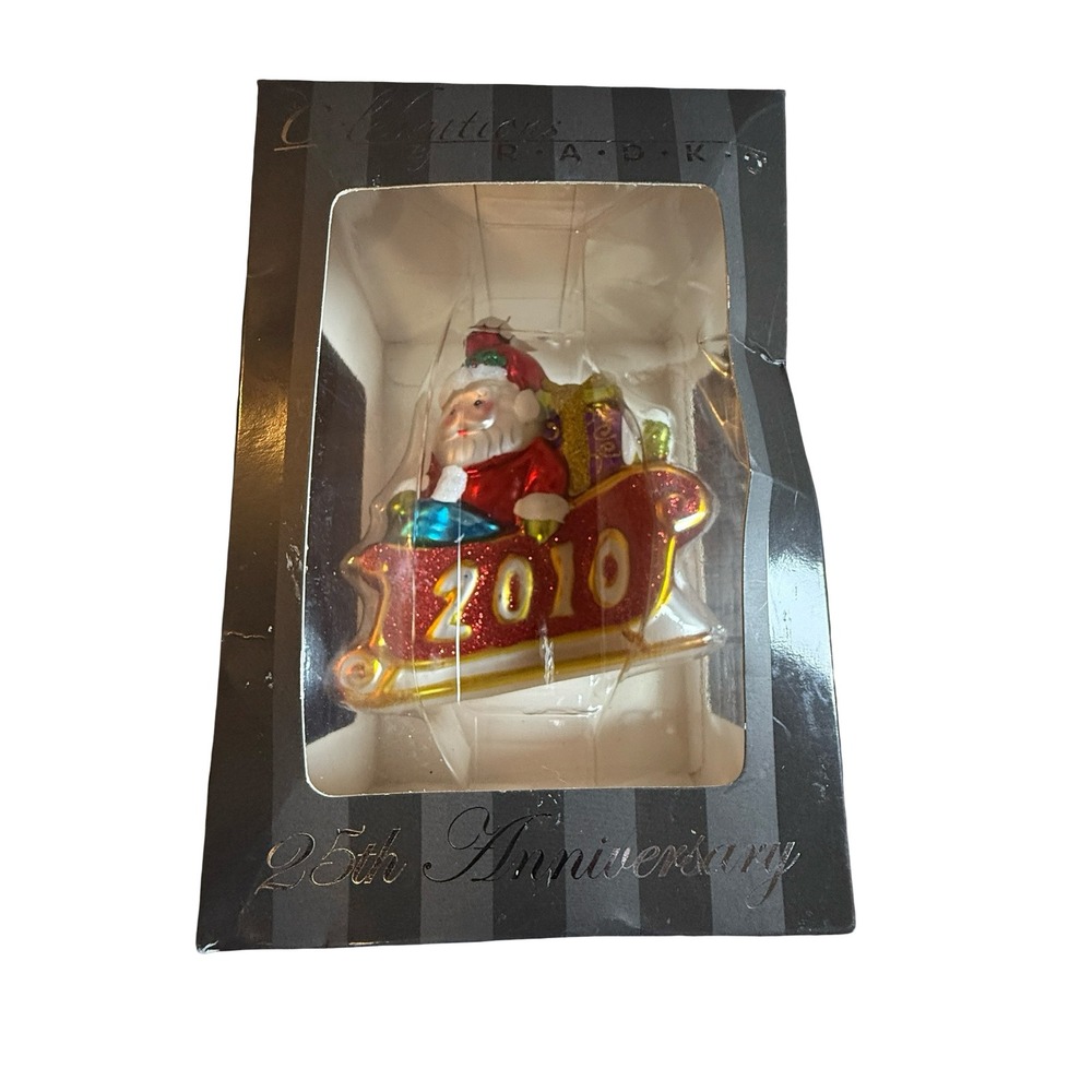 Christopher Radko 2010 Santa Sleigh 25th‎ Anniversary Glass Christmas Ornament